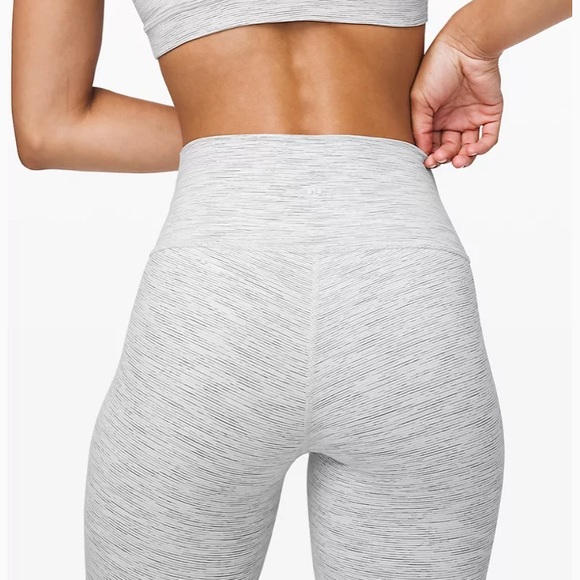 lululemon athletica Pants - Lululemon High Rise Cropped Leggings Gray Stripe